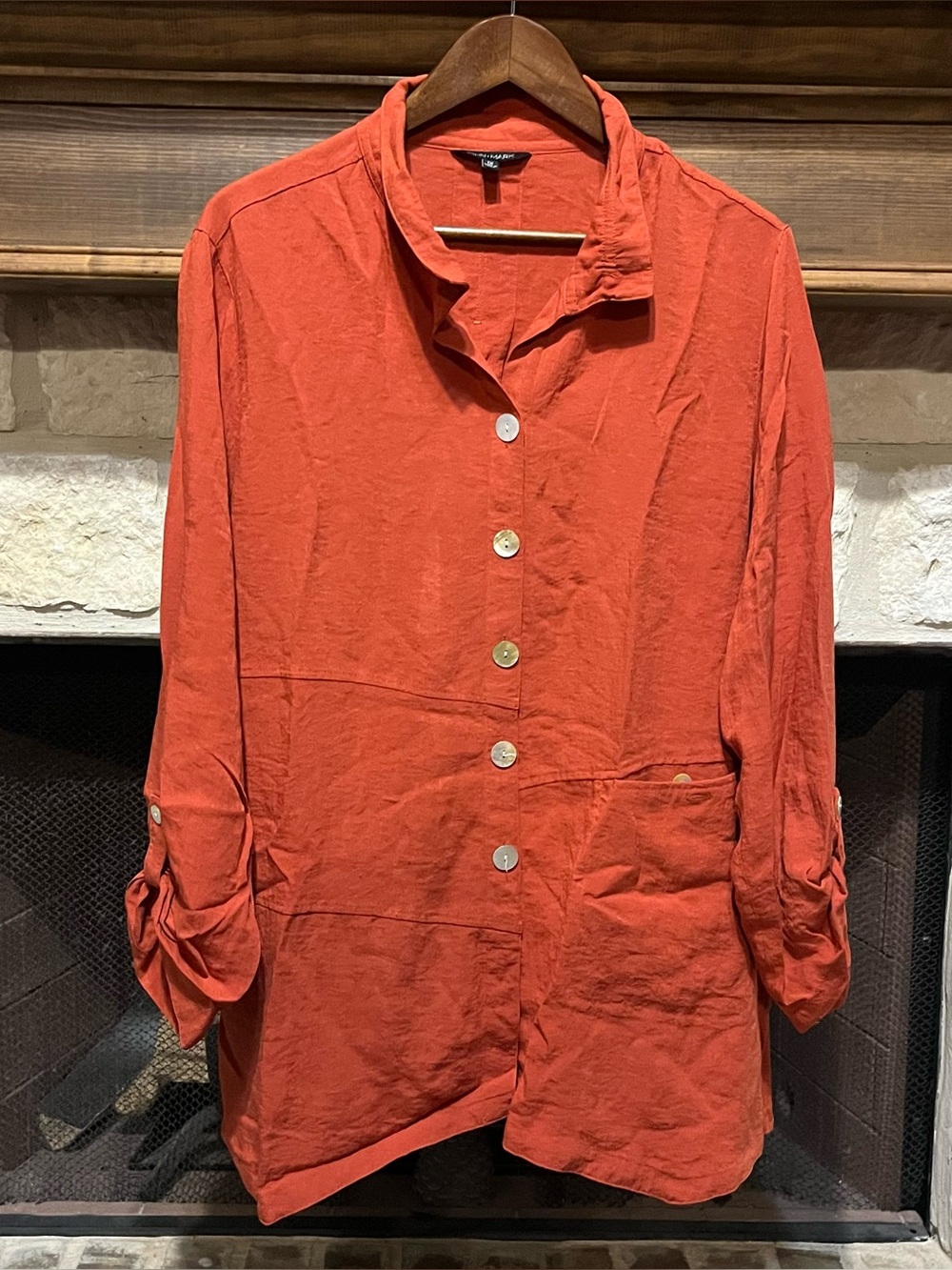 John Mark Burnt Orange Tunic Top Lagenlook Sz 1X